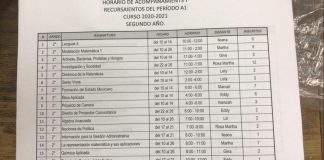 HORARIO DE ACOMPAÑAMIENTOS Y RECURSAMIENTOS
