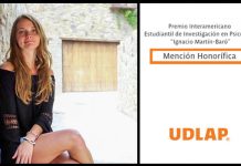 Egresada UDLAP recibió mención honorifica por la Sociedad Interamericana de Psicología