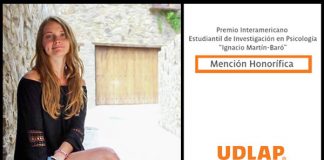 Egresada UDLAP recibió mención honorifica por la Sociedad Interamericana de Psicología